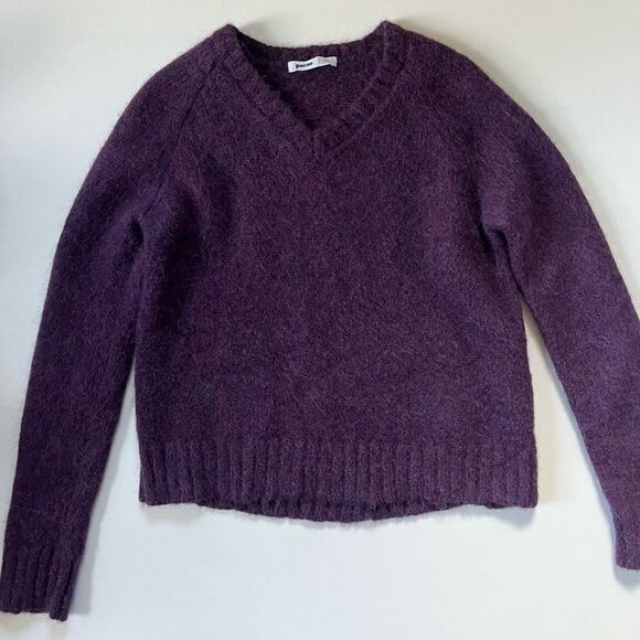 PACAS Purple Alpaca Blend Vneck Sweater Large - Picture 3 of 10